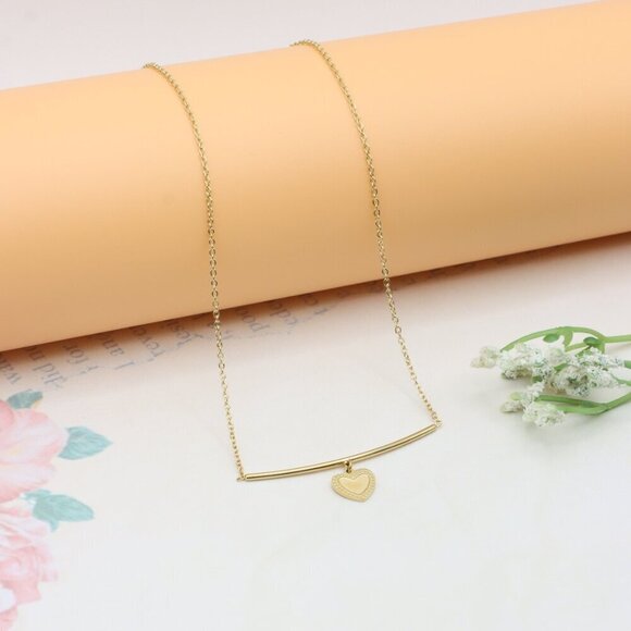 Yellow Gold Heart Pendant Necklace with Adjustable Chain, XPNL0358 - Picture 8 of 13